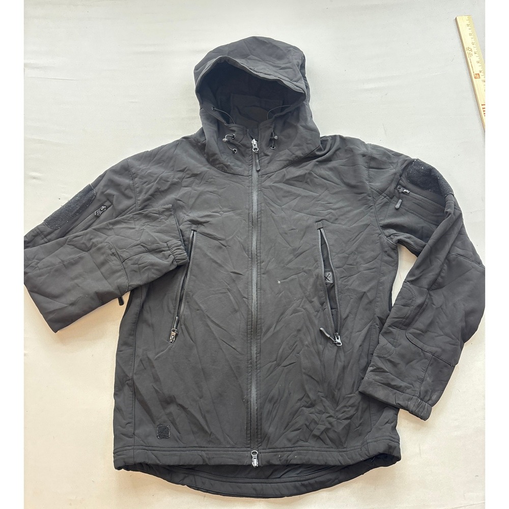 Outdoor Tactical Series Mens Softshell Jacket Black Hooded Fleece Lined Size M